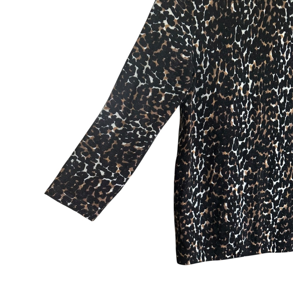 Talbots Pure Merino Wool Leopard Print Long Sleeve Sweater M Quiet Luxury - Picture 3 of 4